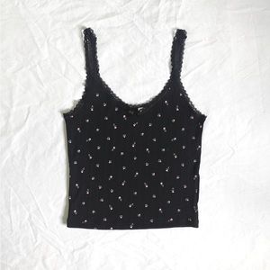 H&M black dainty floral lace tank